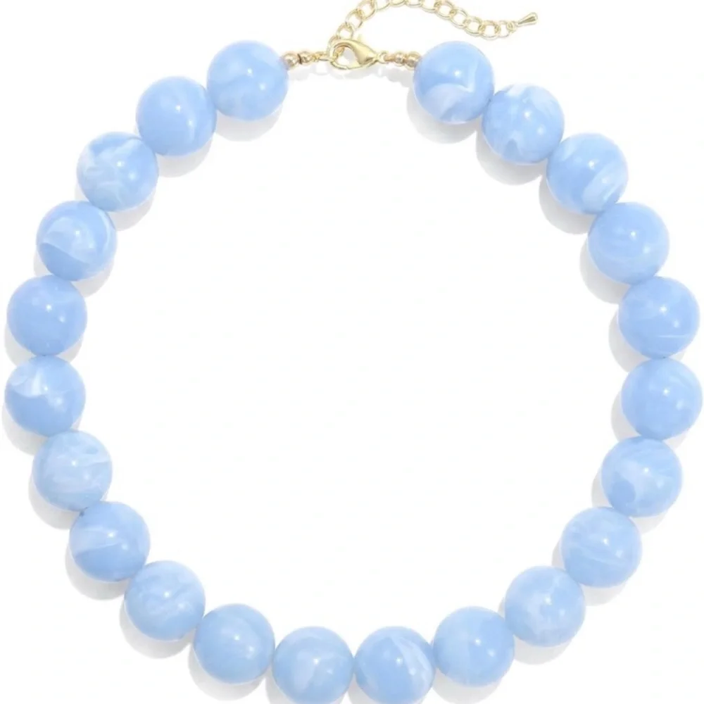Light Blue Dopamine Beaded Statement Necklace new